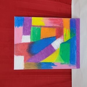 Abstract Art Oil Pastel on 11 x 14 Canvas, Sealed.